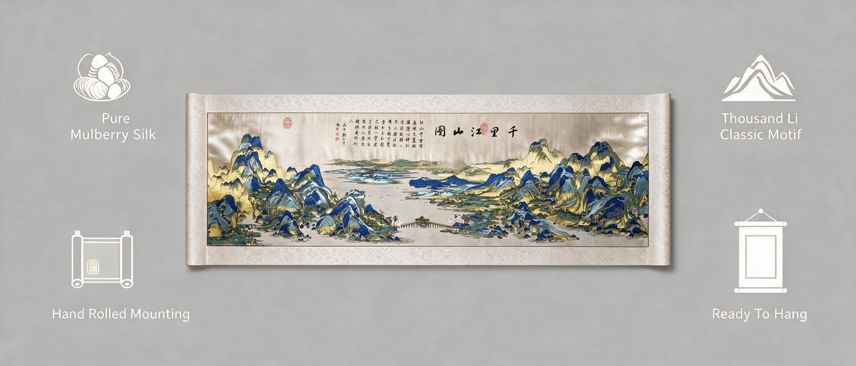 Shu‑Brocade A Thousand Li of Rivers and Mountains・Iconic Song‑Dynasty Silk Scroll